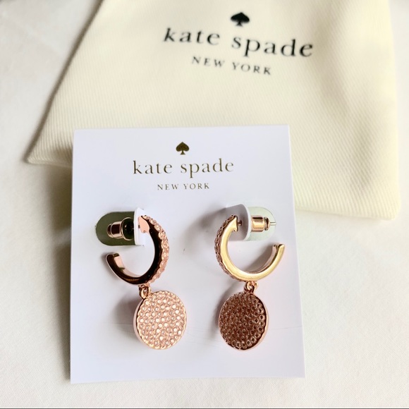 NWT Kate Spade rose gold tone pave drop earrings - Picture 3 of 6